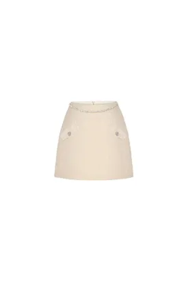 Lea A-line Button Tweed Mini Skirt