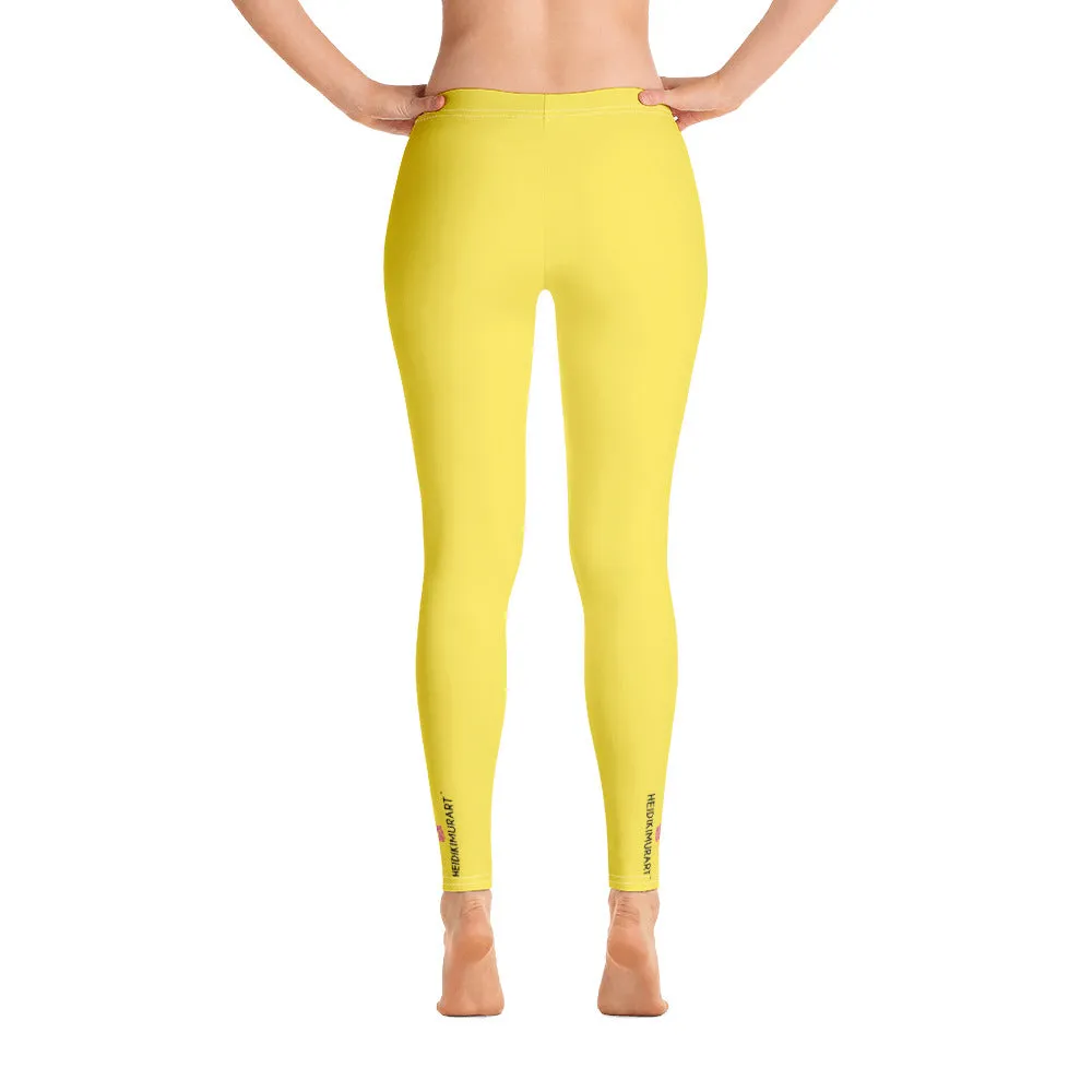 Lemon Yellow Women's Casual Leggings, Solid Color Colorful Ladies' Tights-Made in USA/EU/MX