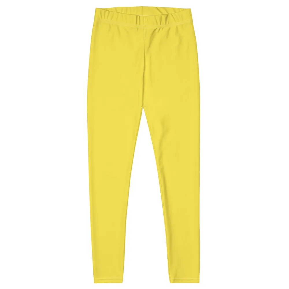 Lemon Yellow Women's Casual Leggings, Solid Color Colorful Ladies' Tights-Made in USA/EU/MX