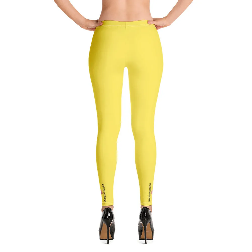 Lemon Yellow Women's Casual Leggings, Solid Color Colorful Ladies' Tights-Made in USA/EU/MX