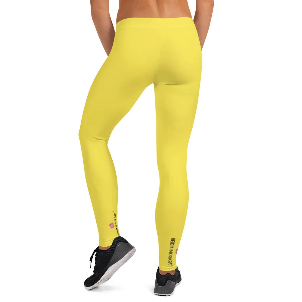 Lemon Yellow Women's Casual Leggings, Solid Color Colorful Ladies' Tights-Made in USA/EU/MX