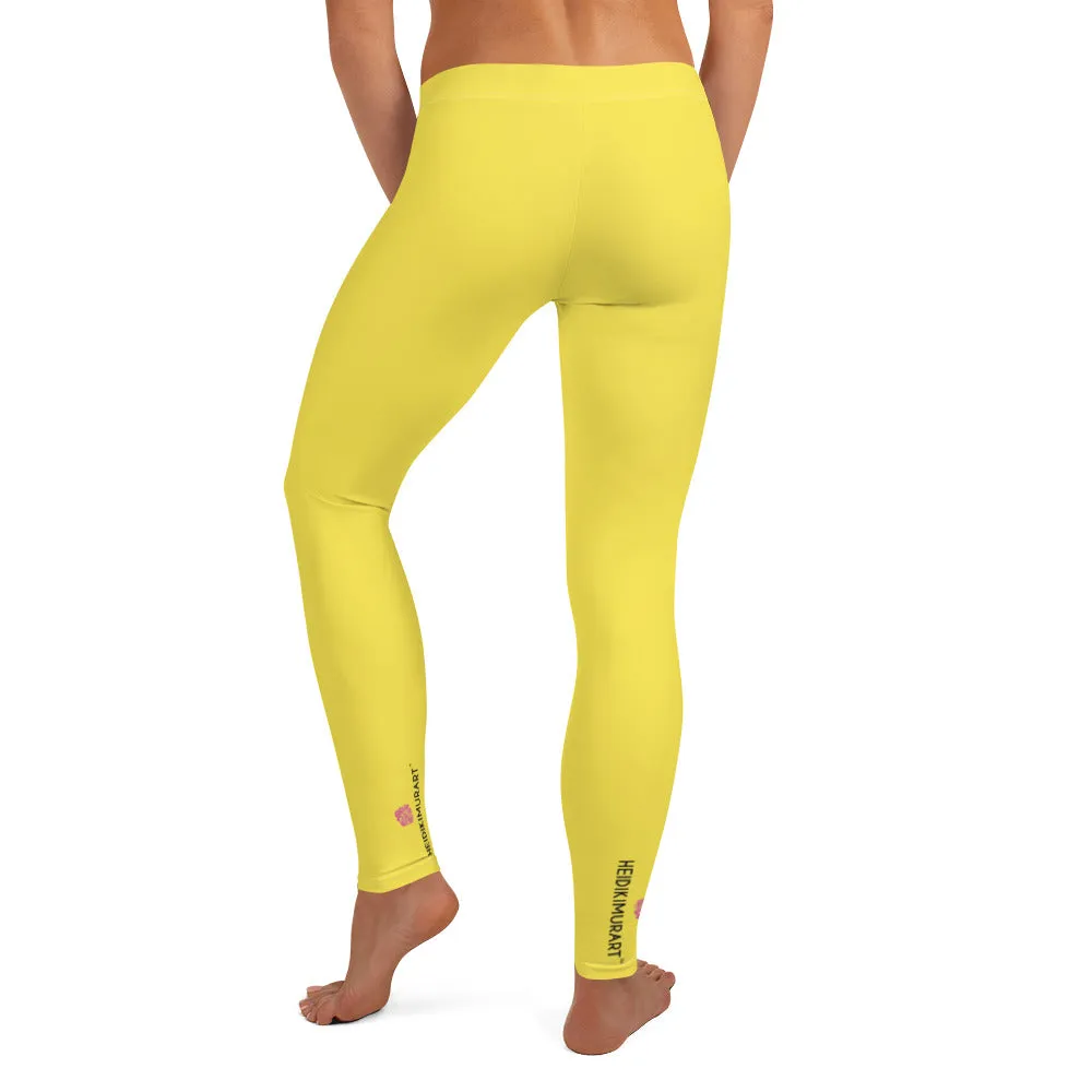 Lemon Yellow Women's Casual Leggings, Solid Color Colorful Ladies' Tights-Made in USA/EU/MX