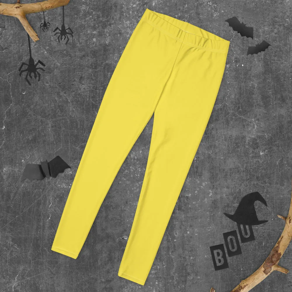 Lemon Yellow Women's Casual Leggings, Solid Color Colorful Ladies' Tights-Made in USA/EU/MX