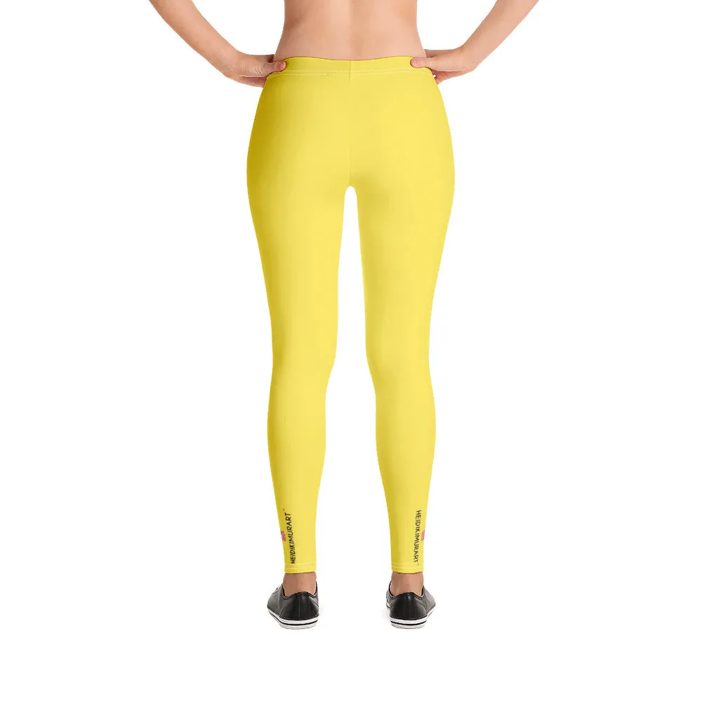 Lemon Yellow Women's Casual Leggings, Solid Color Colorful Ladies' Tights-Made in USA/EU/MX