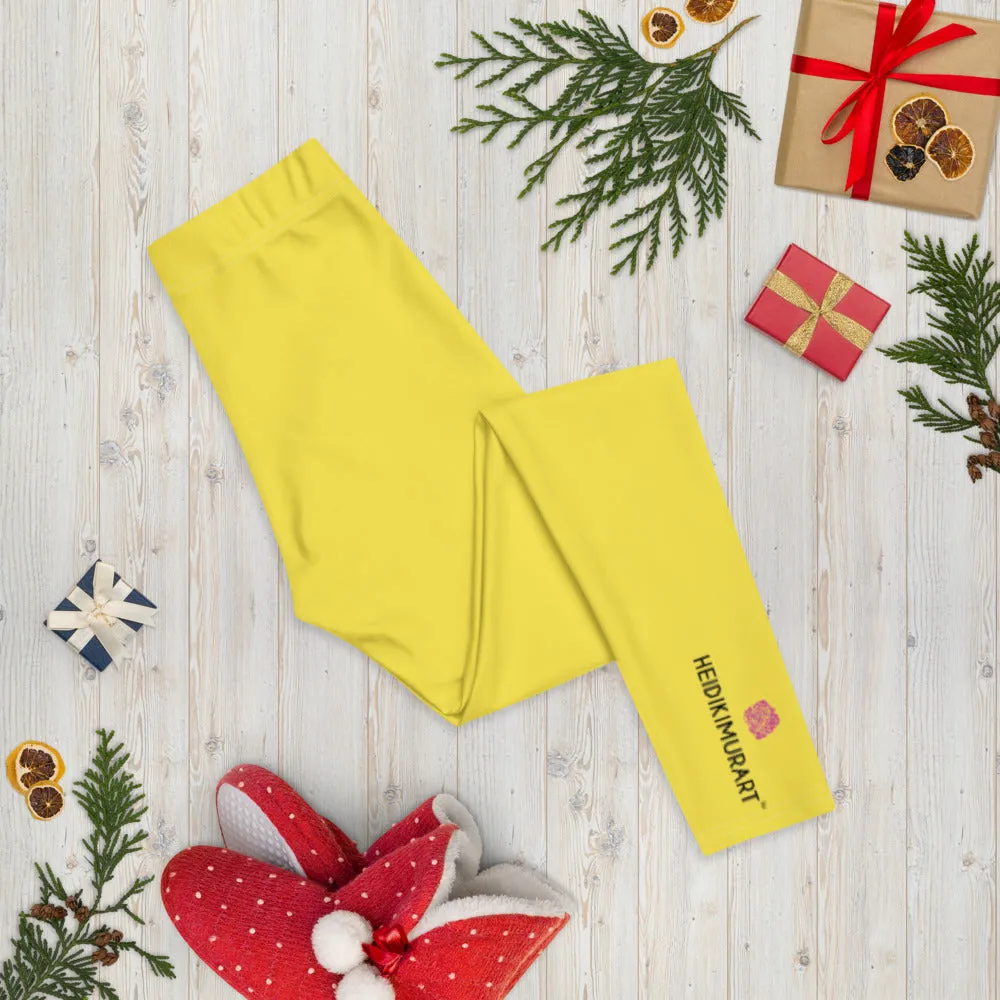 Lemon Yellow Women's Casual Leggings, Solid Color Colorful Ladies' Tights-Made in USA/EU/MX