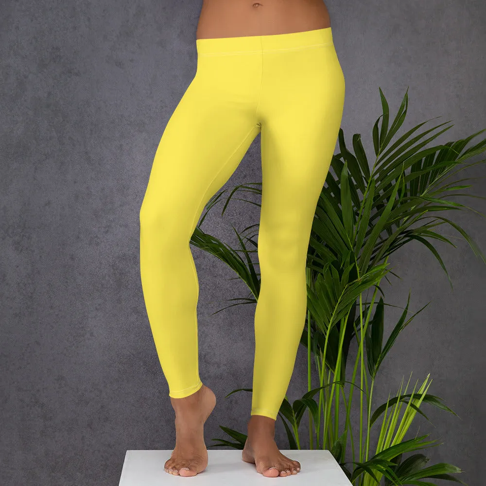 Lemon Yellow Women's Casual Leggings, Solid Color Colorful Ladies' Tights-Made in USA/EU/MX