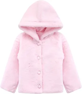 Lilax Girls Cozy Hooded Winter Faux Fur Jacket Coat