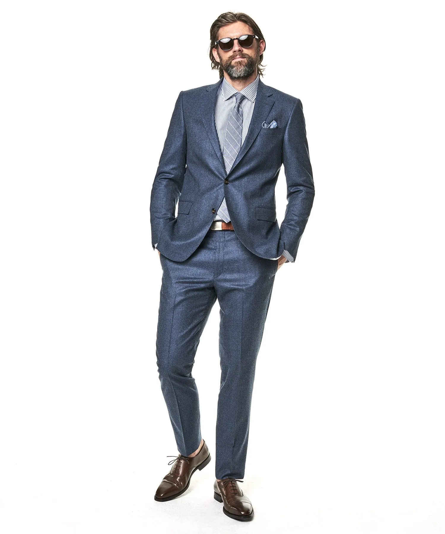 Made In The USA Sutton Wool Flannel Suit Trouser In Petrol