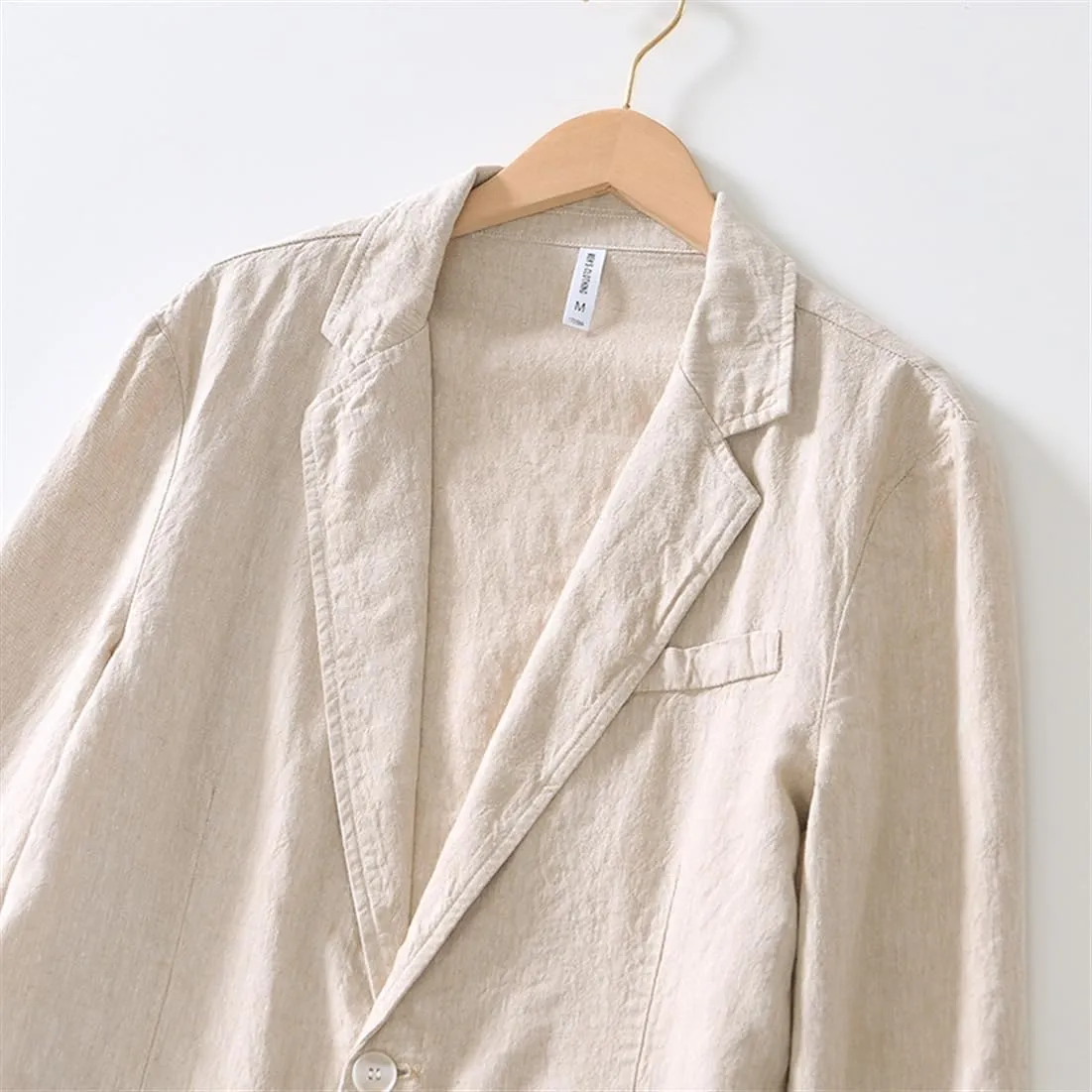 Men's Blazer Lapel Linen Suit Business Casual Lightweight Daily Suit Jackets