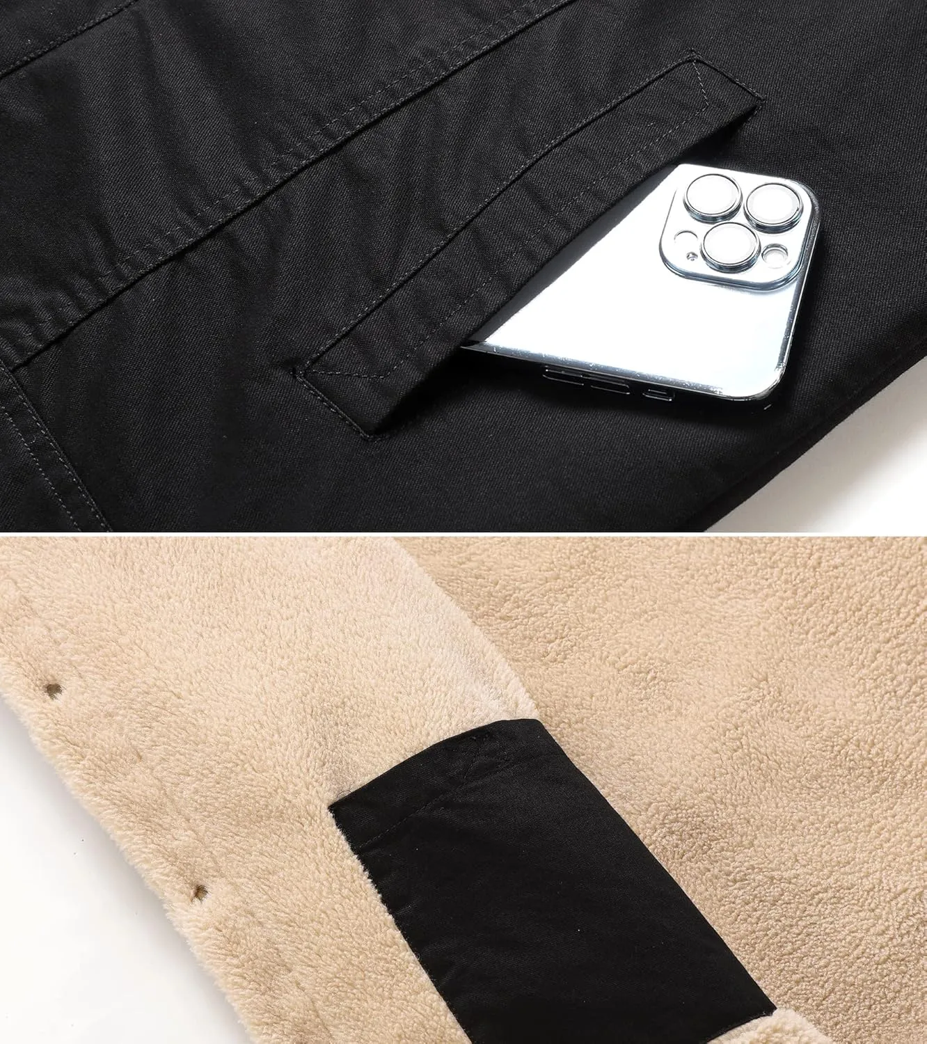 Men's Winter Sherpa Lined Fleece Military Cargo Jacket Cotton Outerwear Jacket Coat