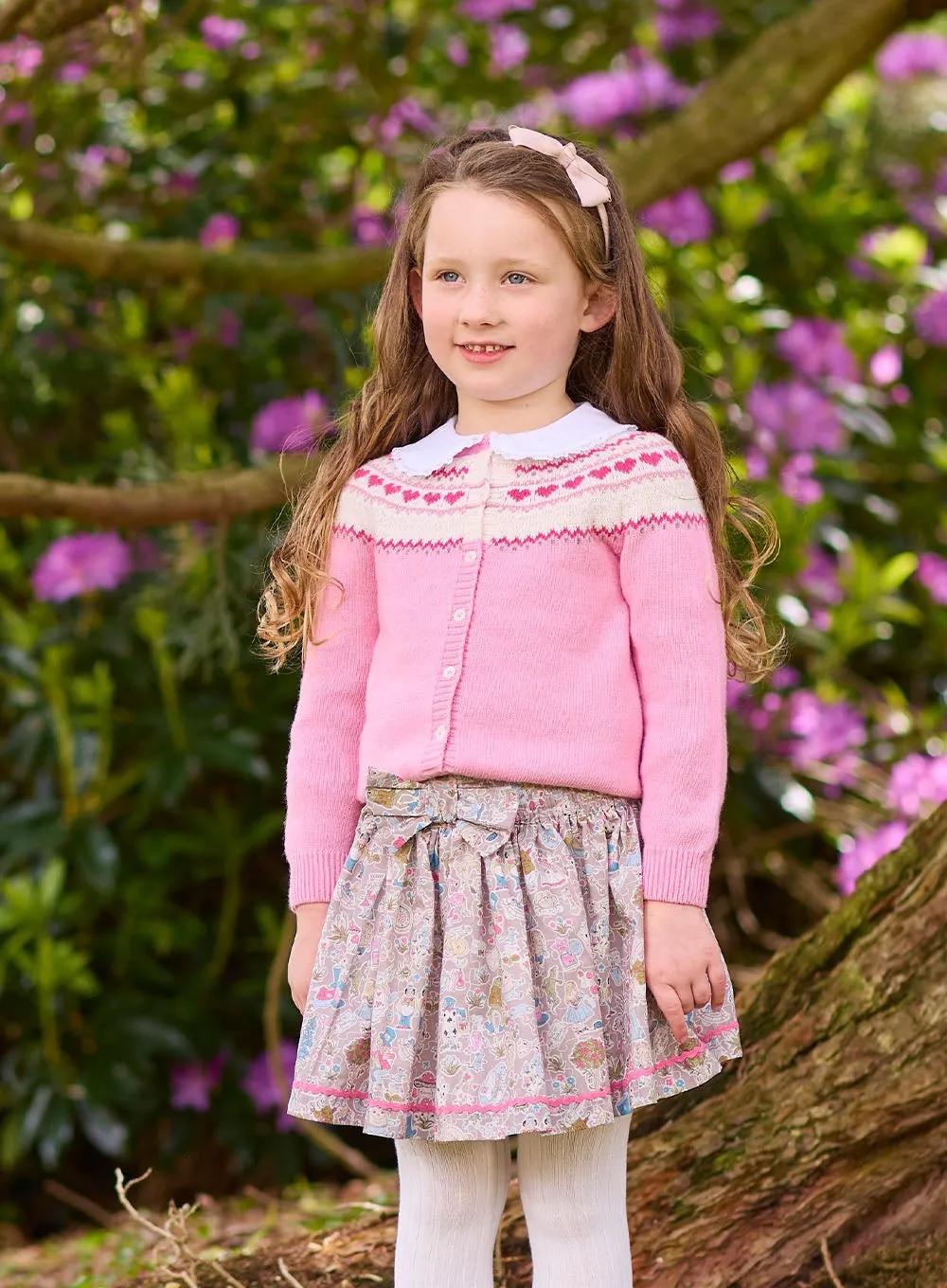 Natasha Fair Isle Cardigan in Pink