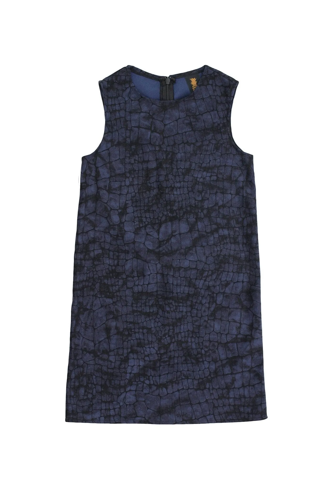 Navy Animal Print Sleeveless Stylish Fancy Party Shift Dress - Girls
