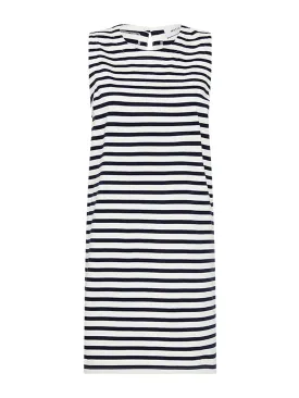 Navy/white stripe shift dress