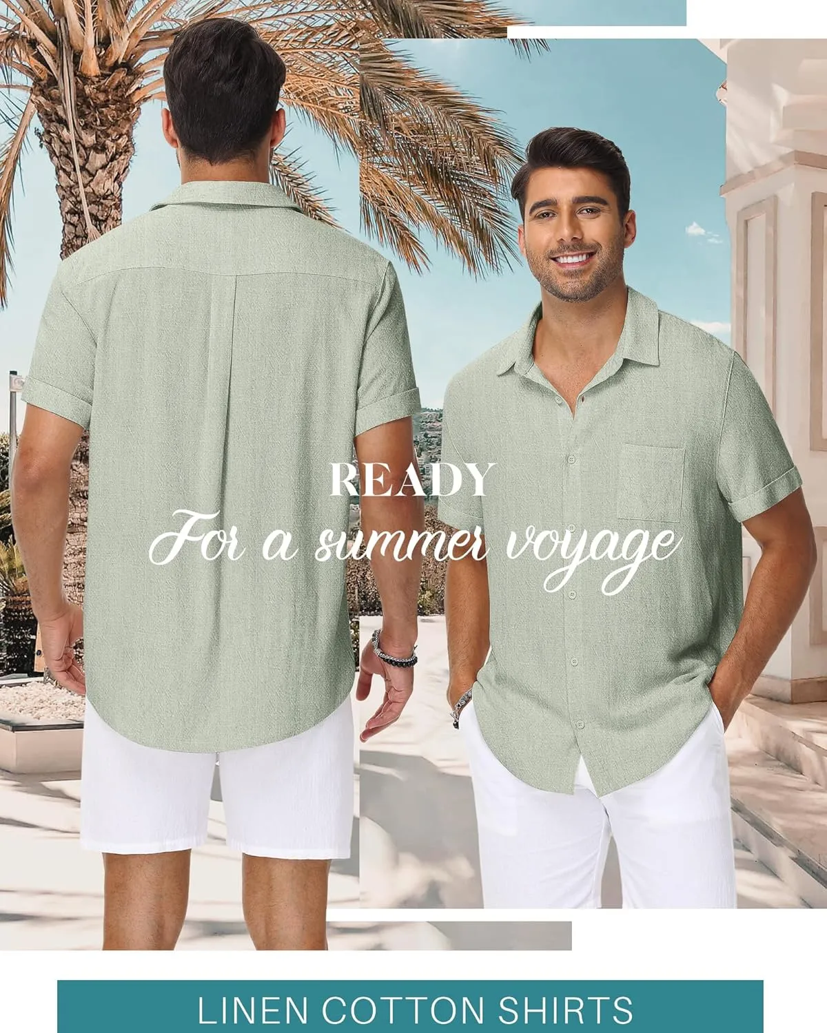 Neer Men's Big and Tall Cotton Linen Shirts M-7XL Short Sleeve Casual Button Down Blouses with Pocket Summer Beach Tops