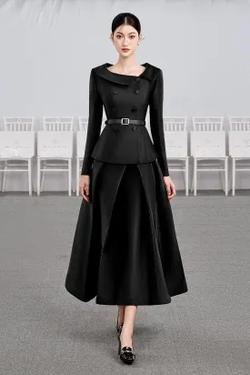 Night A-line Pleated Taffeta Midi Skirt