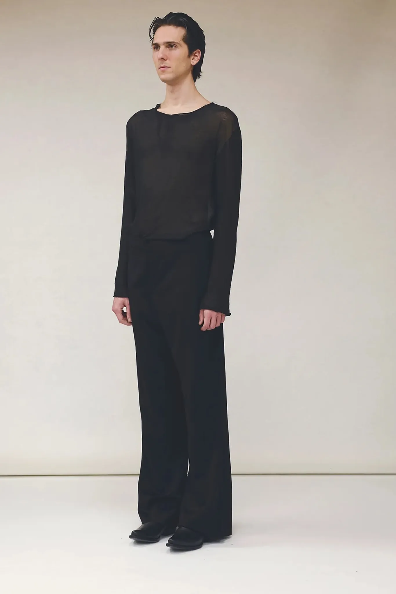 No.227 Black Wool Full Trousers