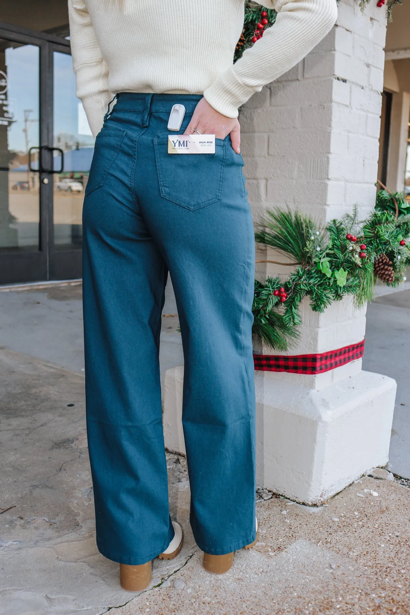 On Your Own Time Blue Hyperstretch Wide Leg YMI Pants