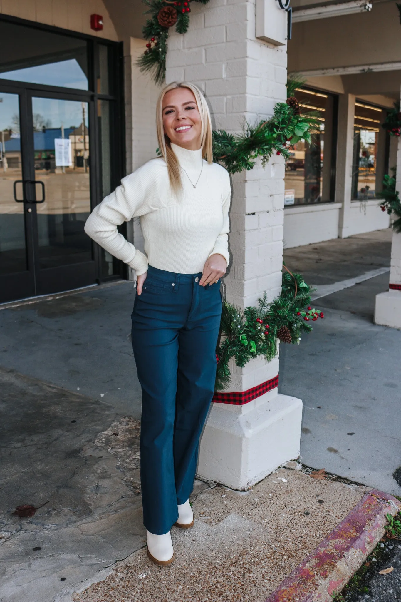 On Your Own Time Blue Hyperstretch Wide Leg YMI Pants