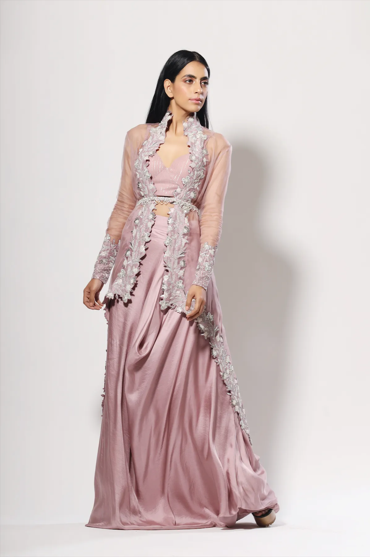 Organza Embelished Jacket Set