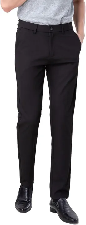 Plaid&Plain Mens Slim Fit Dress Pants Stretch Dress Pants
