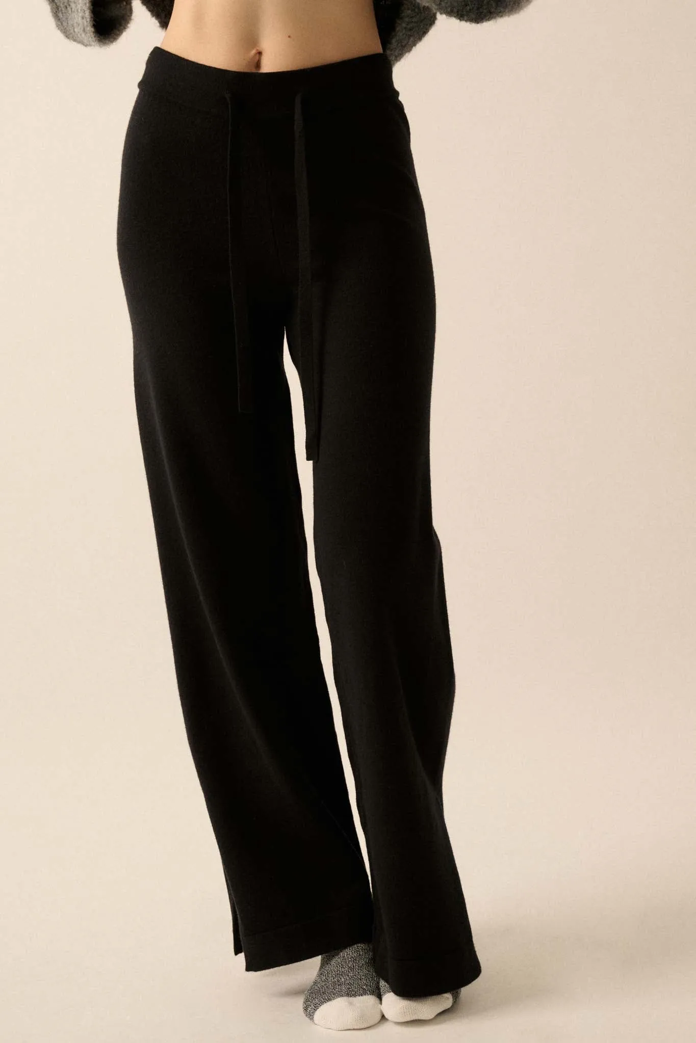Promise the Label Brushed Knit Split-Hem Pants