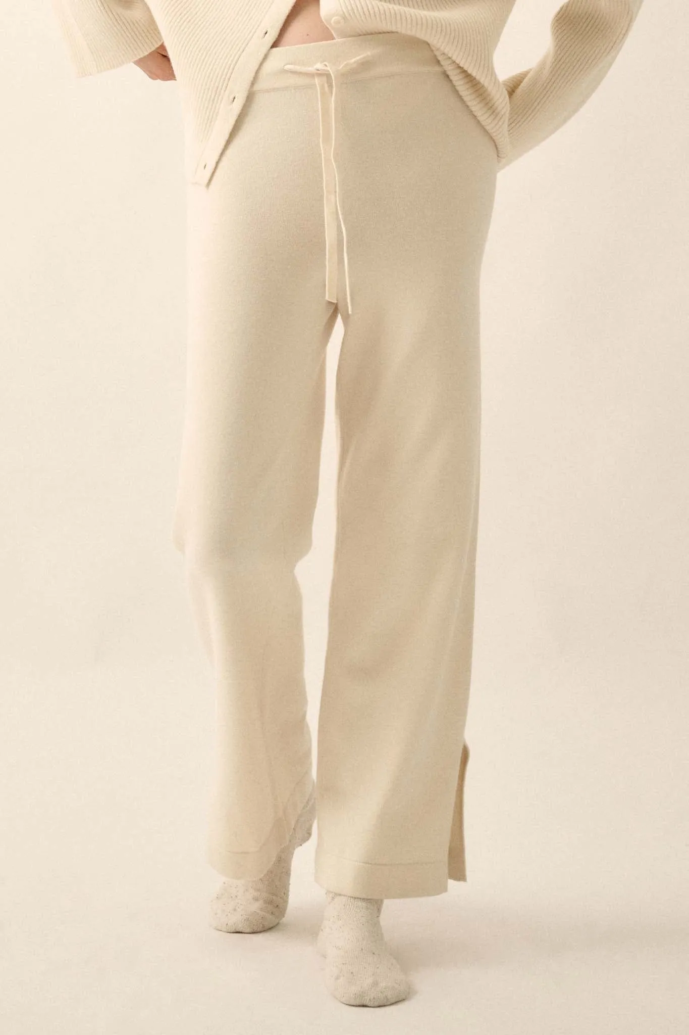 Promise the Label Brushed Knit Split-Hem Pants