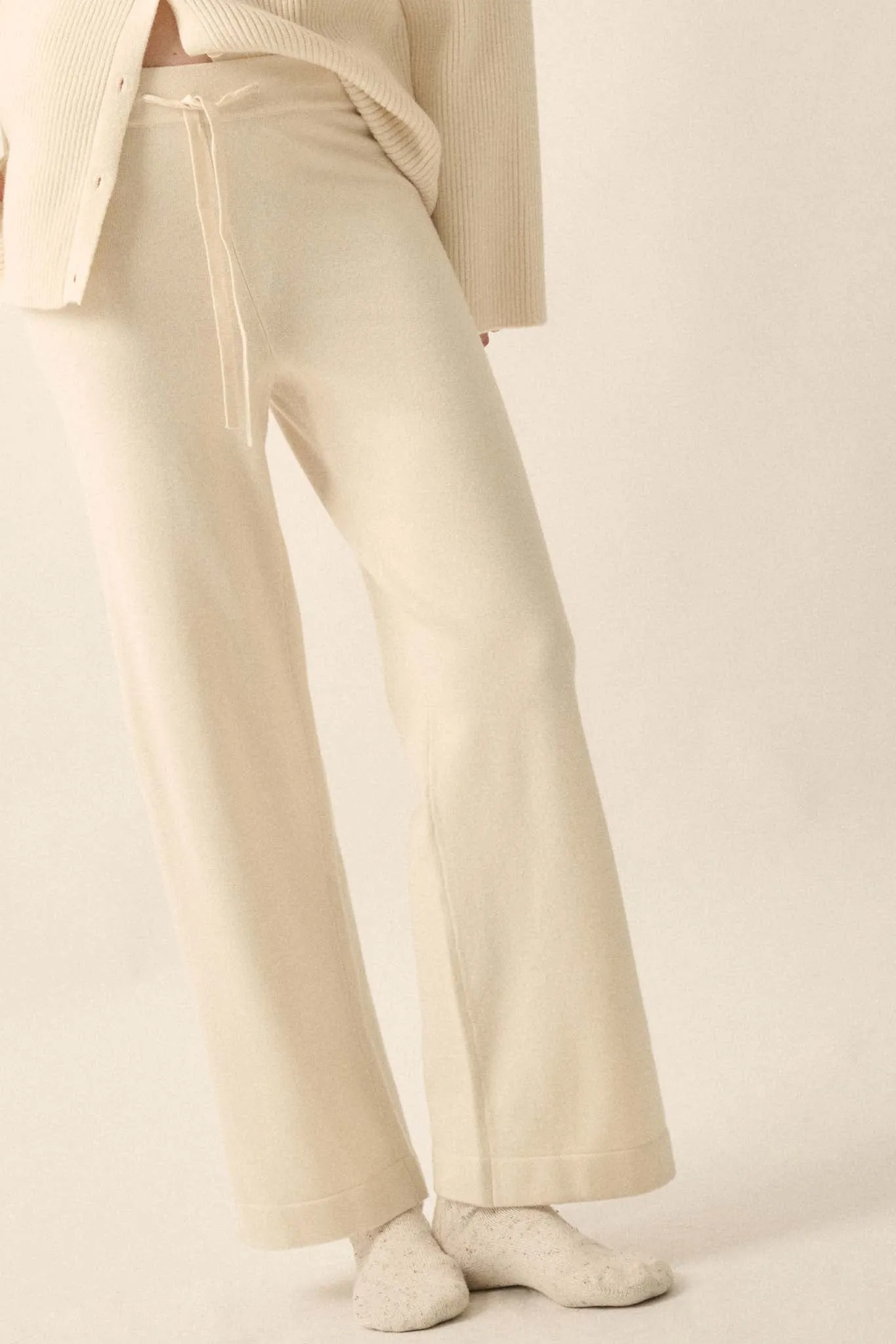 Promise the Label Brushed Knit Split-Hem Pants