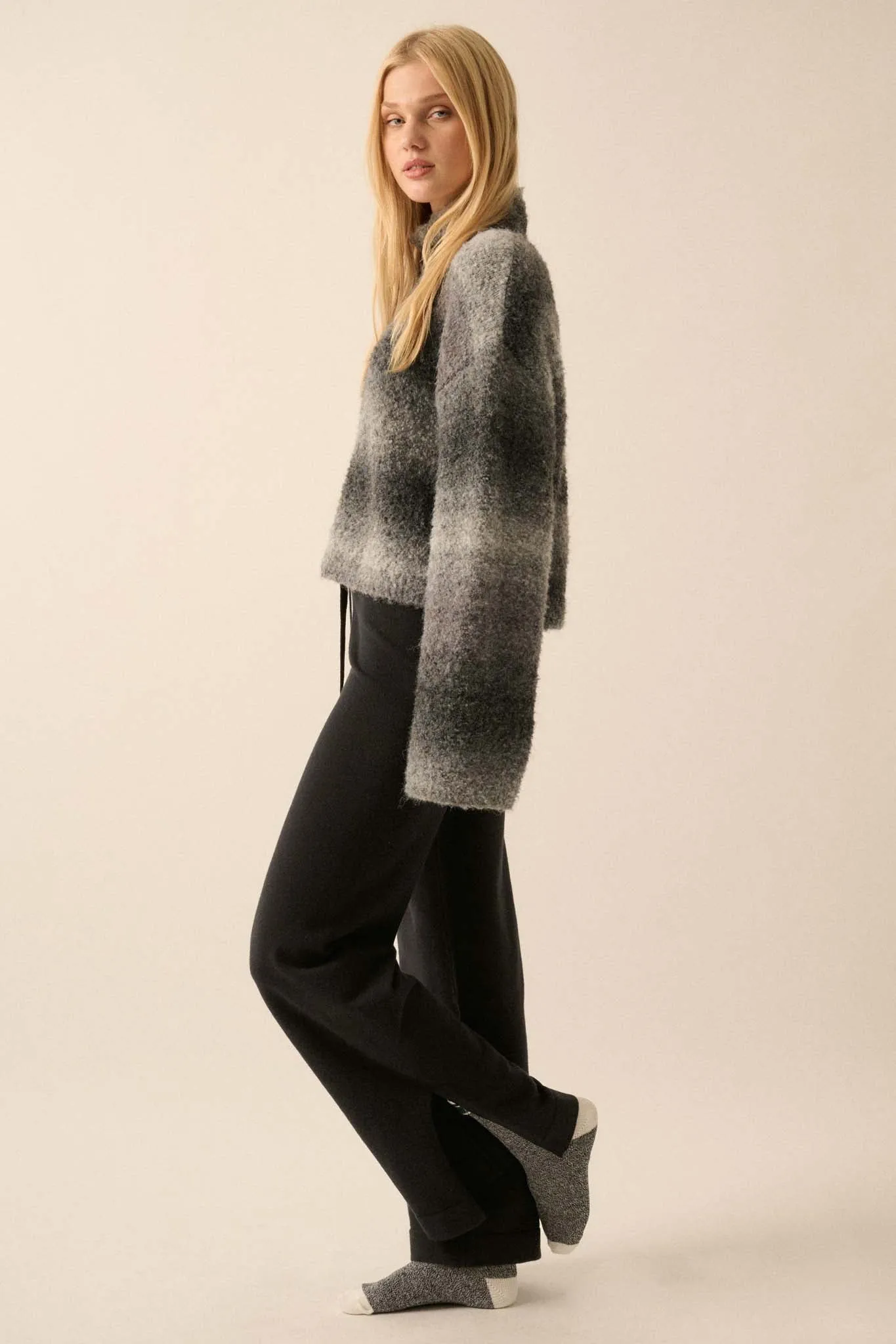 Promise the Label Brushed Knit Split-Hem Pants
