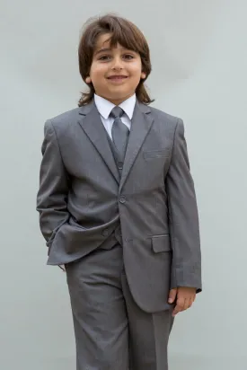 "Elliot" Kids Grey 5-Piece Suit
