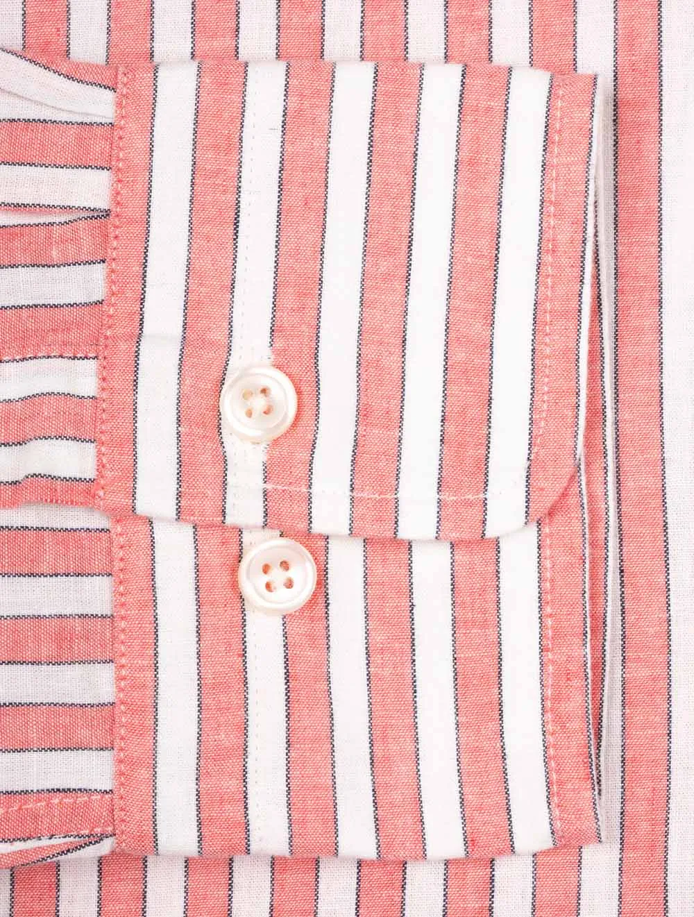 Regular Cotton Linen Stripe Shirt Sunset Pink
