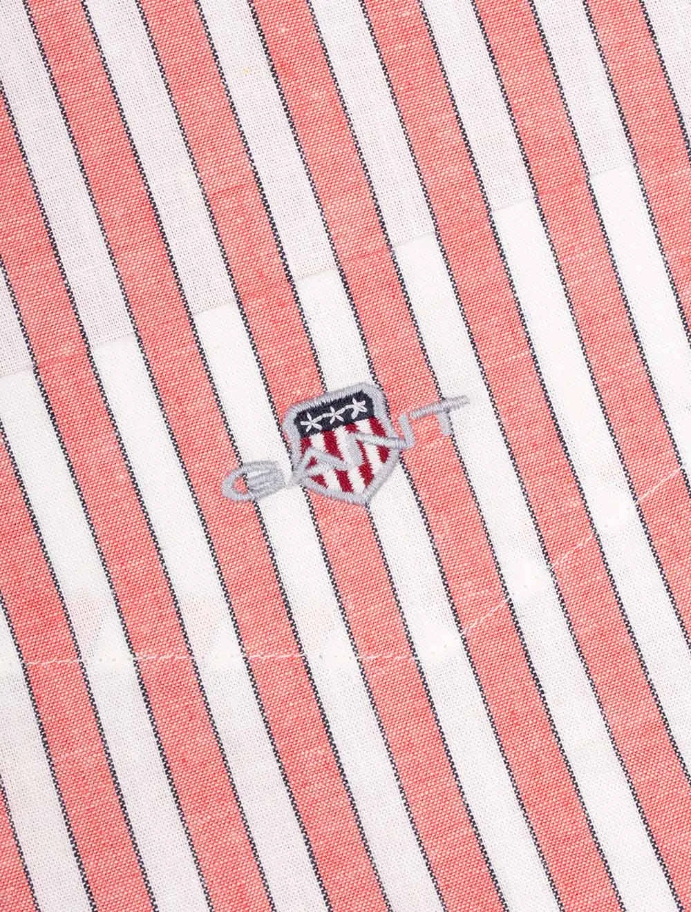 Regular Cotton Linen Stripe Shirt Sunset Pink