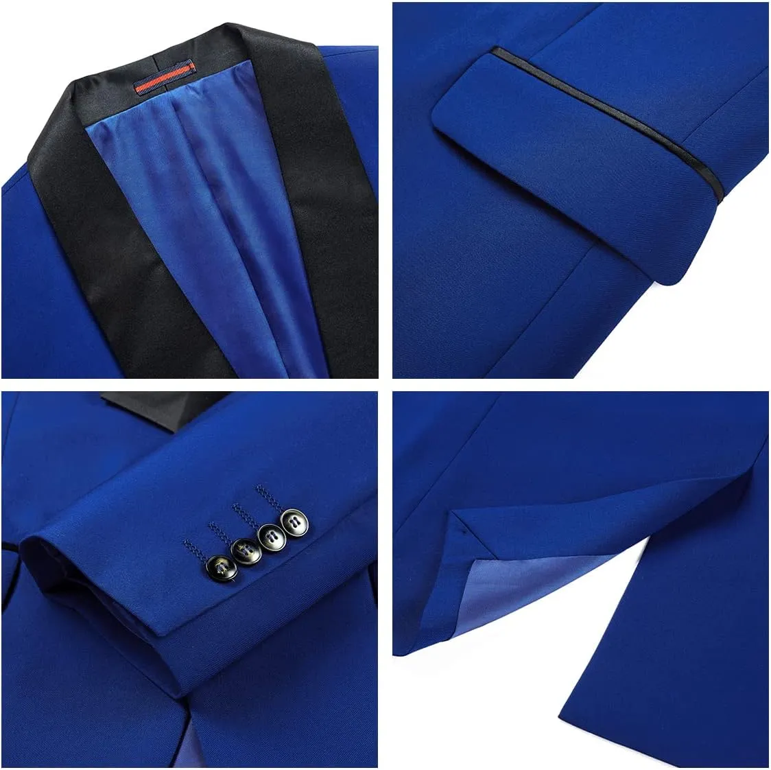 Rogers & Morris Men's Tuxedo Suit Regular Fit 3 Piece Suit Blazer Jacket Waistcoat Pants Set for Wedding Prom