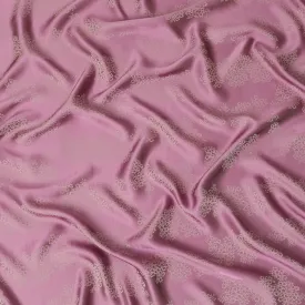 Rose pink premium pure silk crepe fabric with beige jacquard in floral design-D13890