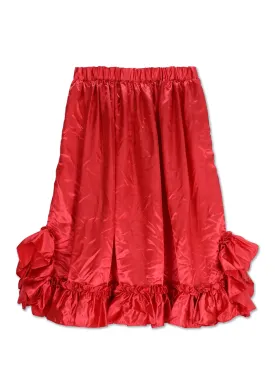 Ruffle-Hem Satin Skirt
