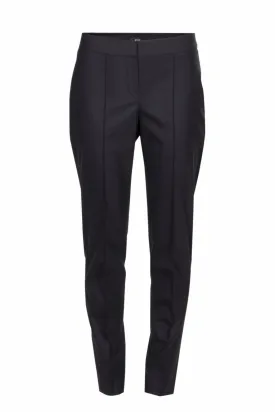 Satin-trimmed stretch-wool pants