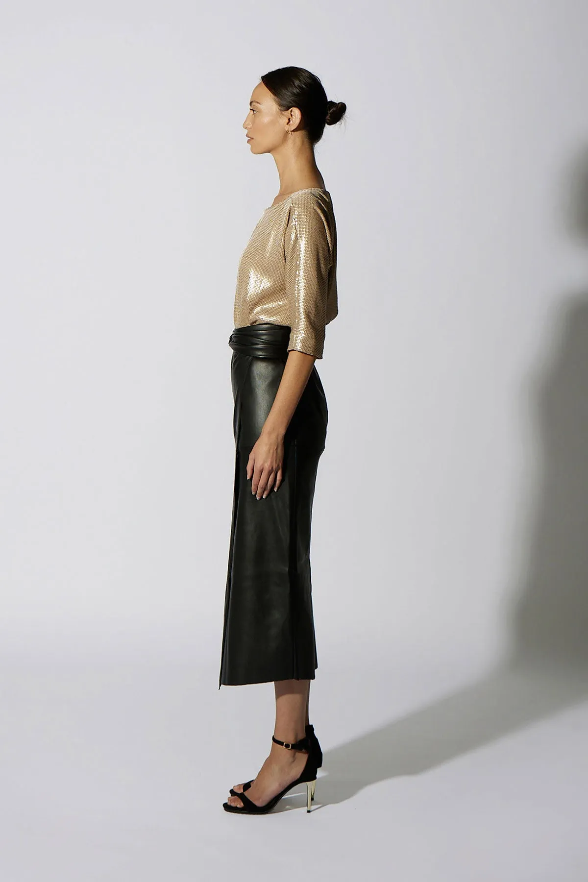 SEQUIN SHIFT KNEE LENGTH GOLD