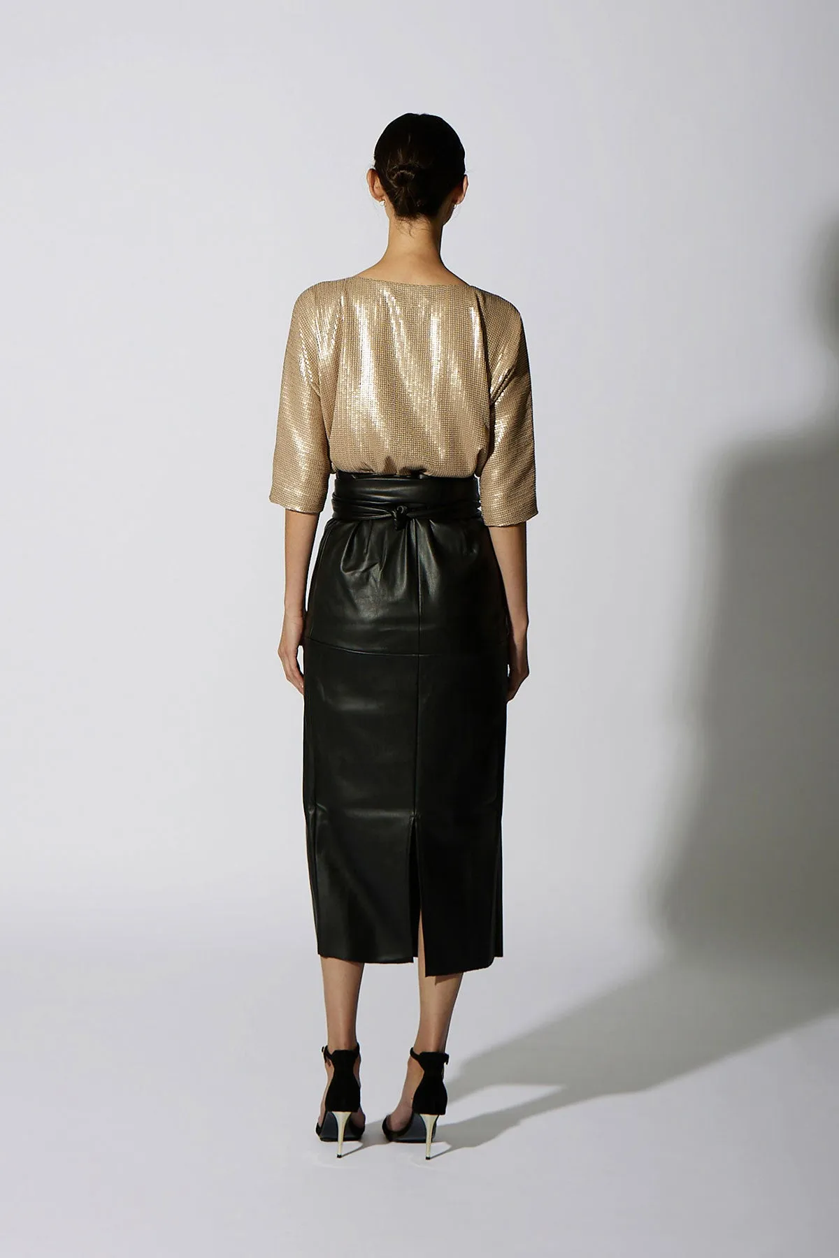SEQUIN SHIFT KNEE LENGTH GOLD