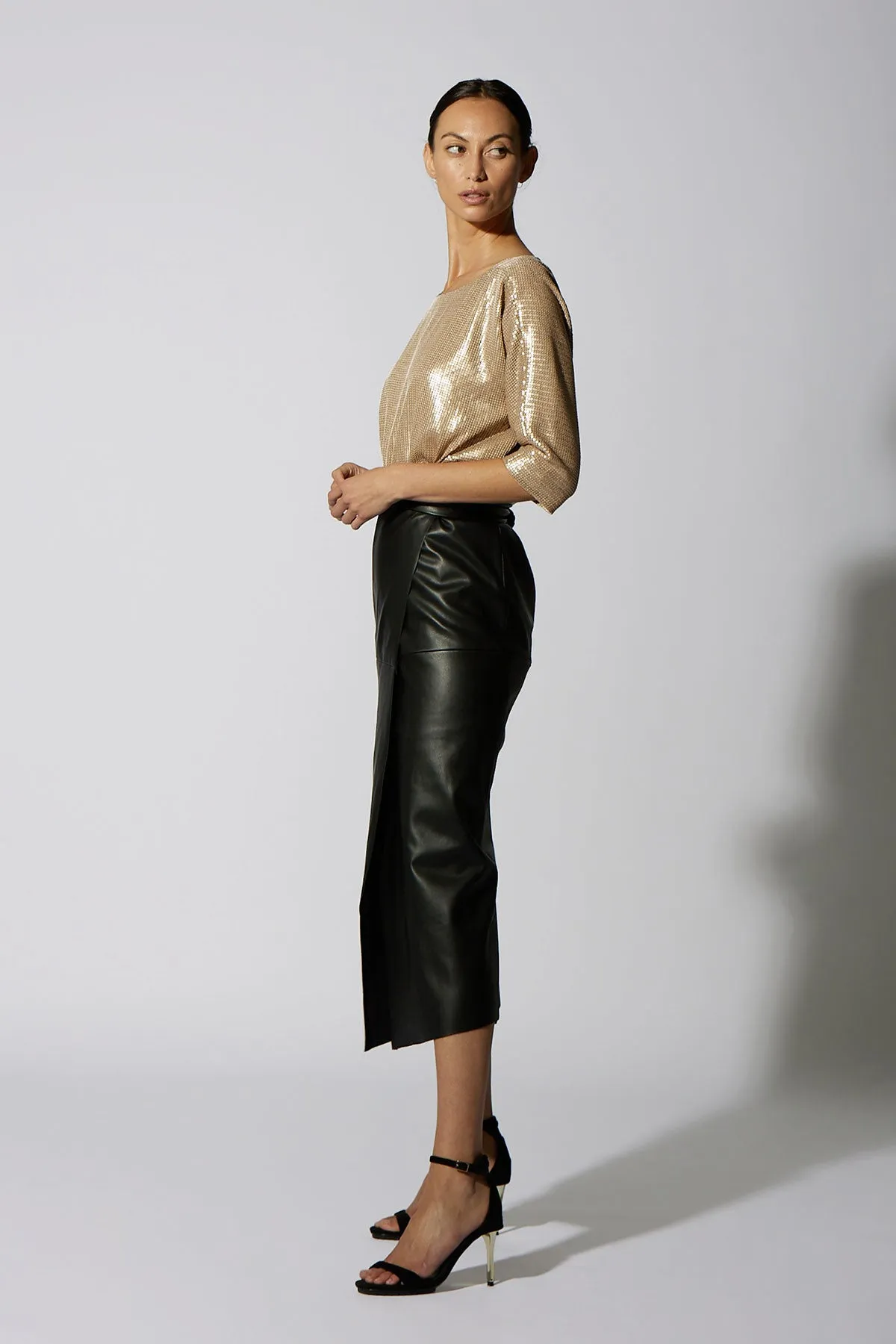 SEQUIN SHIFT KNEE LENGTH GOLD
