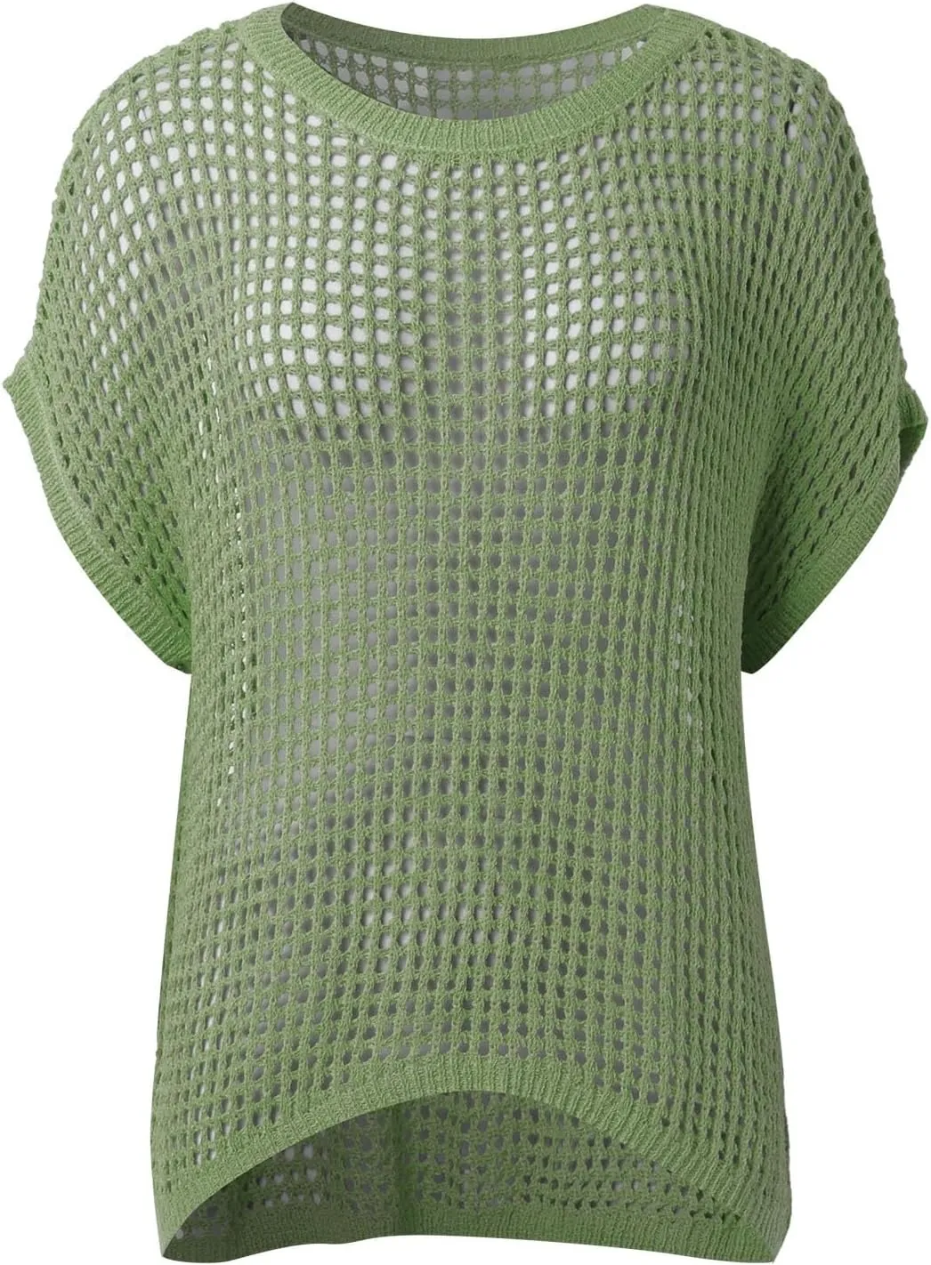 Summer Crochet Tops for Women Loose Off The Shoulder Shirts Hollow Out Knit Short Sleeve Sweater Top Beach Coverup