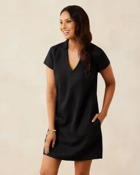 Tommy Bahama Two Palms Short Sleeve Collared Dress Black