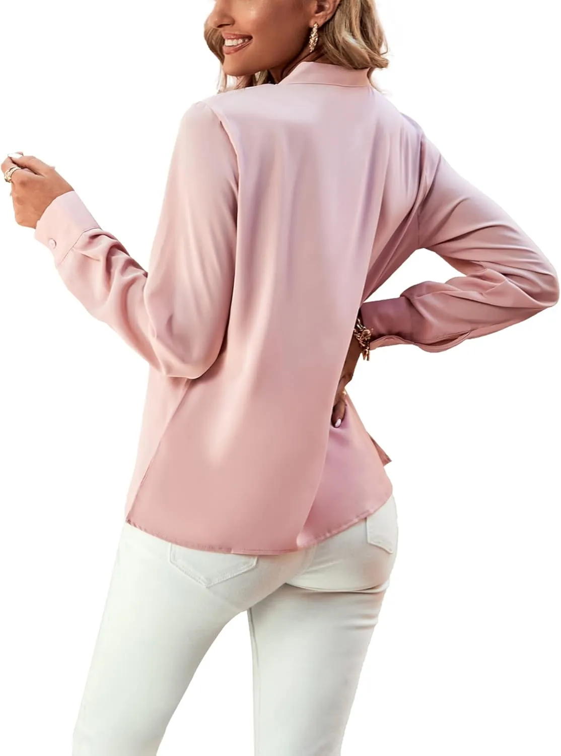 Umenlele Women's Elegant Tie Knot Mock Neck Ruched Long Sleeve Blouse Shirt Top