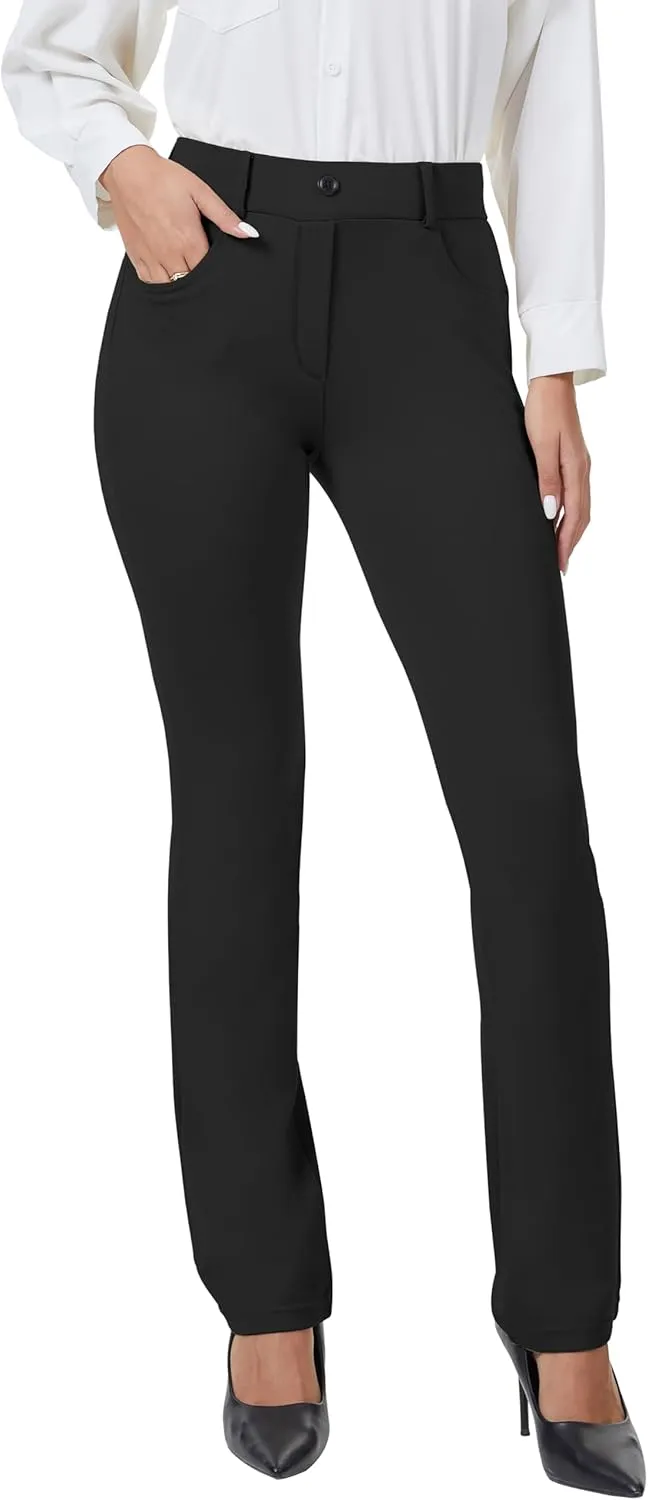 VIMPEP 2024 Fall Womens Classic Yoga Dress Pants High Rise Straight Soft Feeling Pull On Work Yoga Pants for Casual 2202