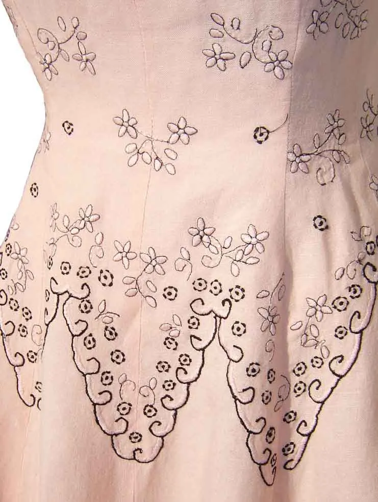 Vintage 50s Cuban Dress Pink Black Pre-Embargo S