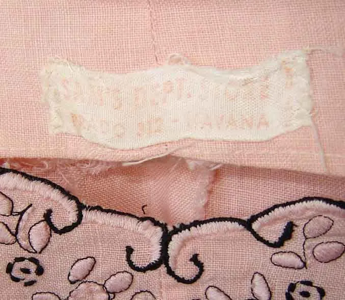Vintage 50s Cuban Dress Pink Black Pre-Embargo S