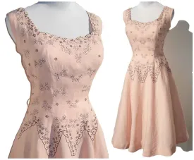 Vintage 50s Cuban Dress Pink Black Pre-Embargo S