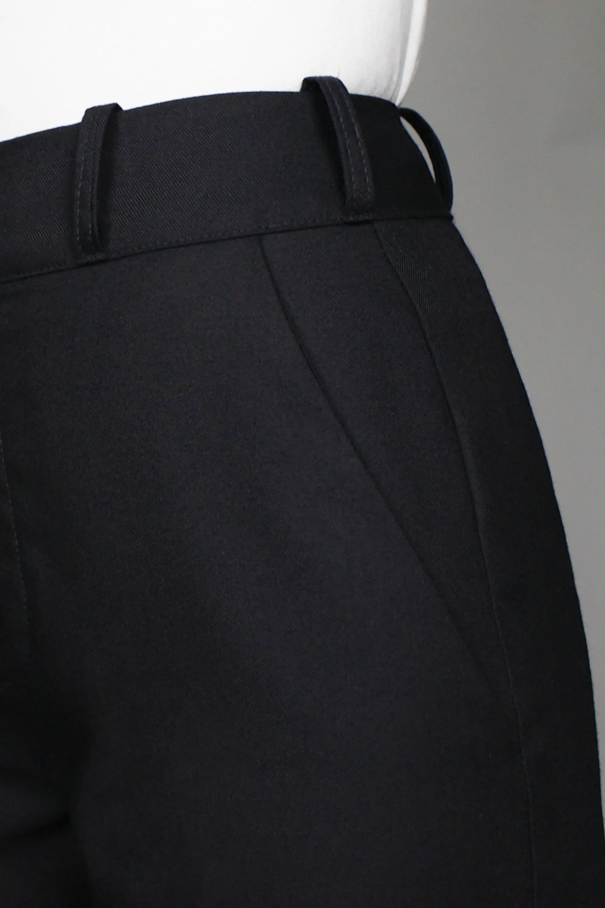 Washable Merino Wool Black Pants -- Wide Leg