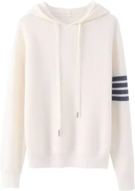 Women's Long Sleeve Hoodie Cashmere and Wool Blend Pullover Tops Sweater