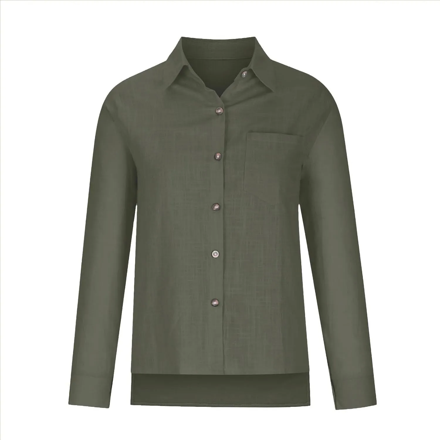 Womens Long Sleeve Shirt Casual Work Office Blouse Top Cotton Linen Button Up Shirts Spring Summer Blouses