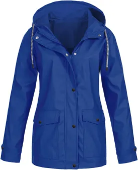 Womens Rain Coat Lightweight Coats Plus Size Casual Sports Windbreaker Hooded Waterproof Windproof Outdoor Jacket