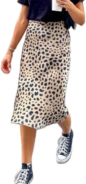 Womens Satin Maxi Skirt Silk Elegant High Waist Cocktail Midi Skirts A Line Flowy Ruffle Summer Party Skirt